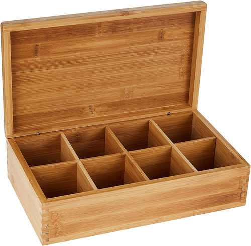 Lipper International Caja De Té De Madera De Bambú Con 8 . Color Bamboo Wood