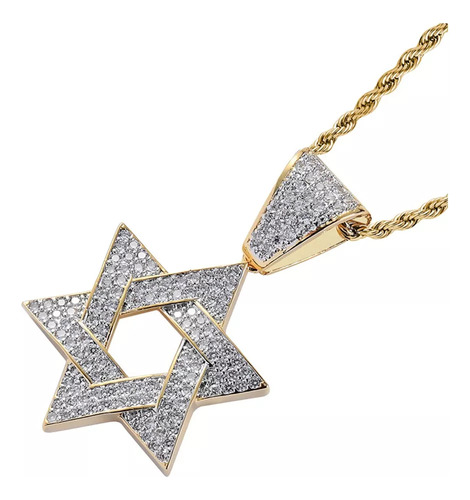 Q Cristal 18 K Chapado En Oro Estrella De David Colgante