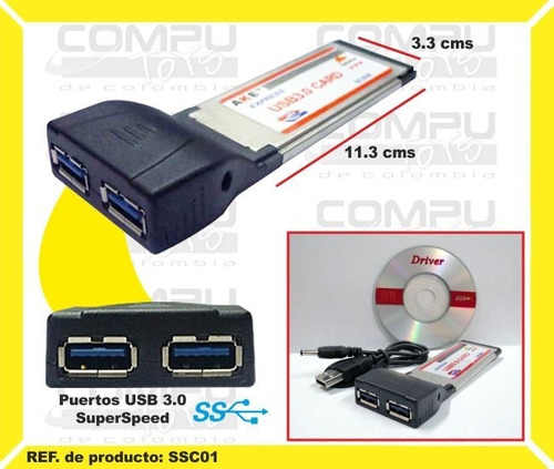 Express Card Adaptar Puertos Usb 3.0 Ref Ssc01 Computoys Sas