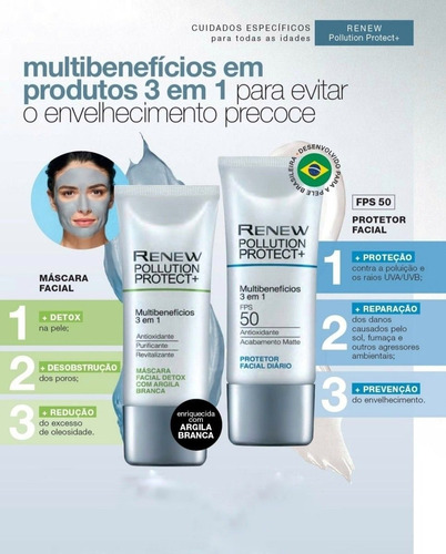 Imagem 3 de 3 de Protetor Solar Facial 3 Em1 Renew Pollution Fps50 50g - Avon