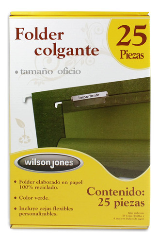 Folder Colgante Acco Wilson Jones P3631 Oficio Verde 25pzas