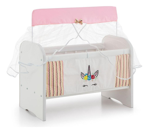 Berço Para Boneca Ninar Luxo Unicórnio Rosa - Sonno Baby