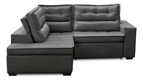 Sofá Canto Ret Rec Molas 2,50x2,00 Esq Virginia Suede Cinza