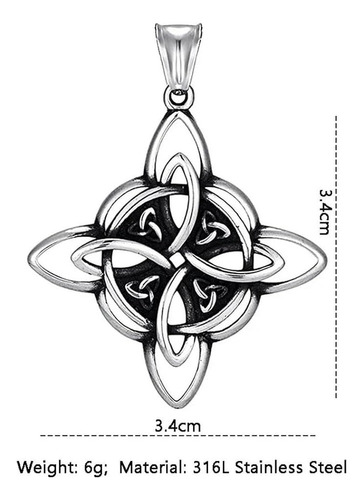 Collar Dije Nudo De Brujas Celta Amuleto Acero Inoxidable Dije Nudo De Brujas Celta Amuleto Acero Inoxidable Plateado