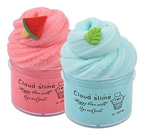 Kit Cloud Slime, Paquete De 2 Unidades, Color Rojo, Sandía Y
