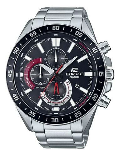 Reloj Casio Edifice Efv-620d Hombre Acero Cronómetro Color de la malla Plateado Color del bisel Plateado Color del fondo Negro