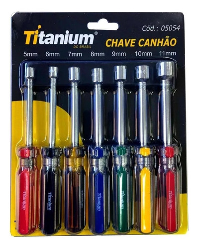 Jogo De Chaves Canhão Com 7 Peças Titanium Para Oficinas