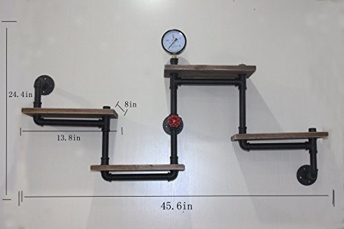 Estantería De Pared De Tubería De Escalera De Madera Moderna