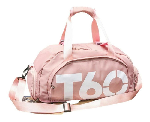 Bolsa Mala Mochila T60 Academia Fitness Viagem Impermeável Cor Rosa Liso