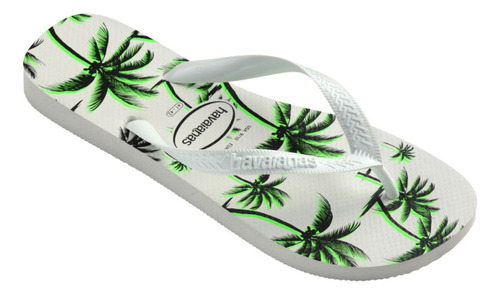 Ojotas Havaianas Aloha Blanco Con Palmeras Verdes Originales