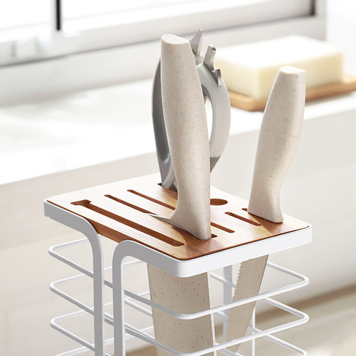 Soporte Para Cuchillos De Cocina Con Organizador De Bandejas