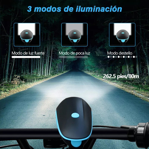 A Luz Bicicleta Recargable Delantera Y Traser Y Claxon