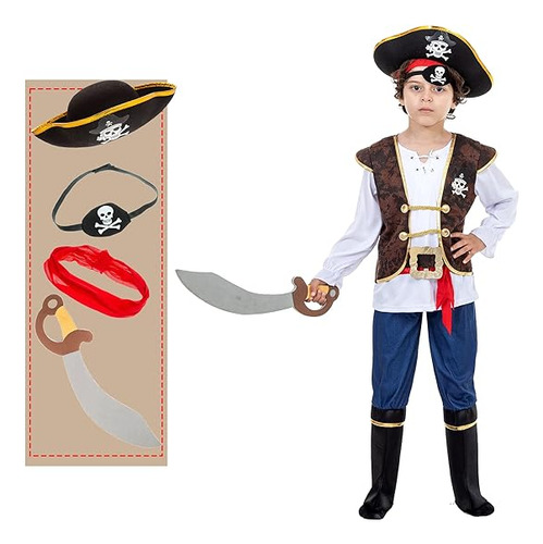 Disfraz Pirata Para Niños Juego Disfraz Halloween Lujo Para