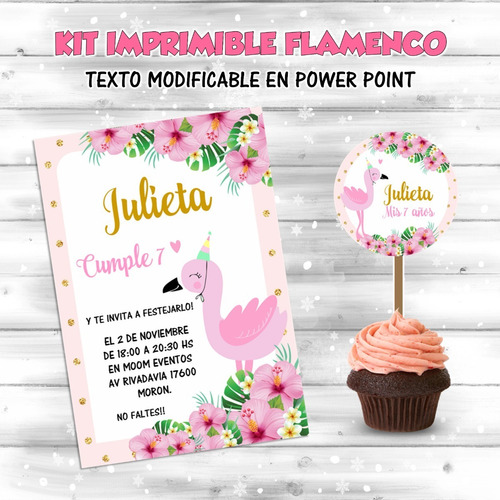 Kit Imprimible Flamenco Candy Bar Texto Editable