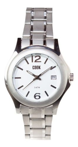 Reloj John L Cook Casual 3640 Malla Plateado Bisel Plateado Fondo Blanco