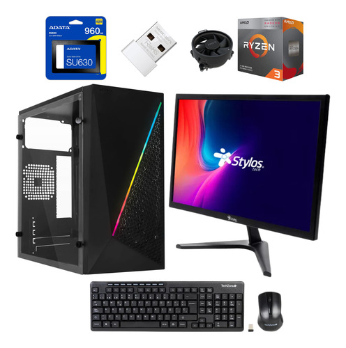 Computadora Ryzen 3200g 8gb Ram 960gb Ssd Wifi Con Monitor