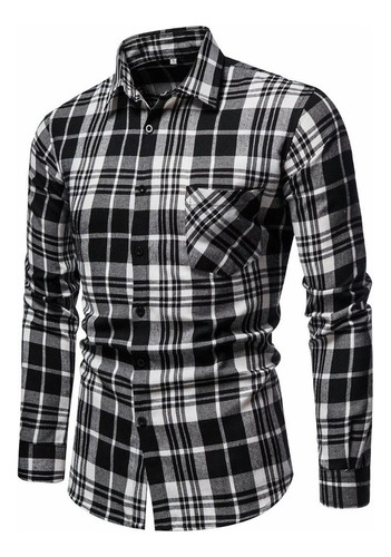 Camisa A Cuadros Para Hombre, Blusa De Manga Larga