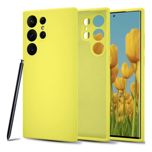 Funda Silicone Rubber Para Galaxy S23 Ultra Amarillo