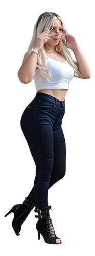 Jean Mujer Elastizado Denim Liso Chupin Calce Perfecto Liso