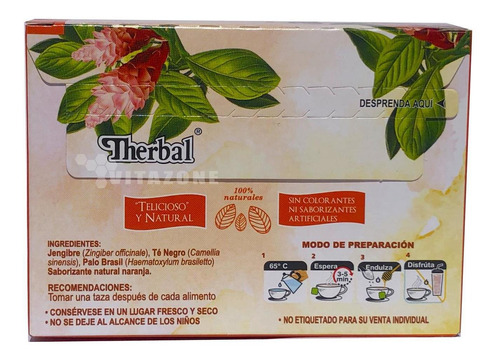 Imagen 2 de 2 de Té De Jengibre 25 Sobres Therbal
