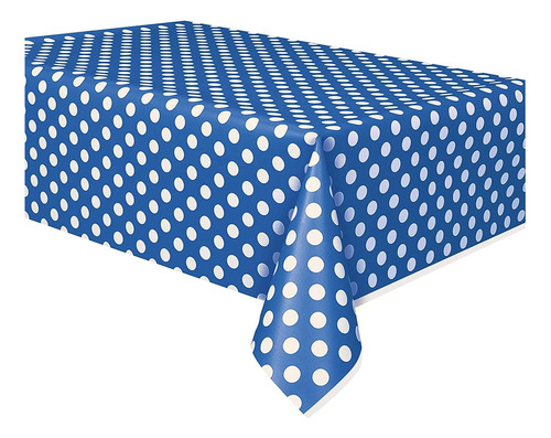 Mantel Rectangular De Plástico Con Lunares Azules 137 X 274