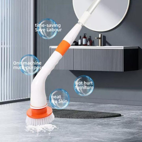 Cepillo De Limpieza Recargable Con 7 Cabezales Carga Usb Blanco