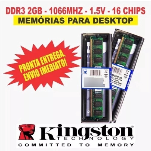 Memória Kingston Ddr3 2gb 1066 Mhz Desktop Kit C/100 Unid