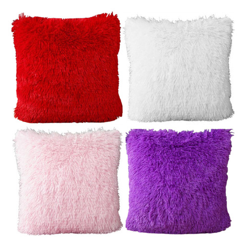 Set De 4 Cojines De Peluche Extrasuave Colores Surtido 30x30