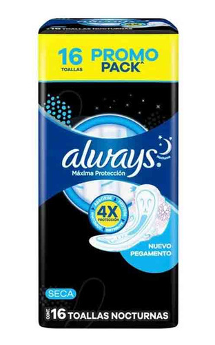 Toallitas Always Proteccion Nocturna Seca 16u