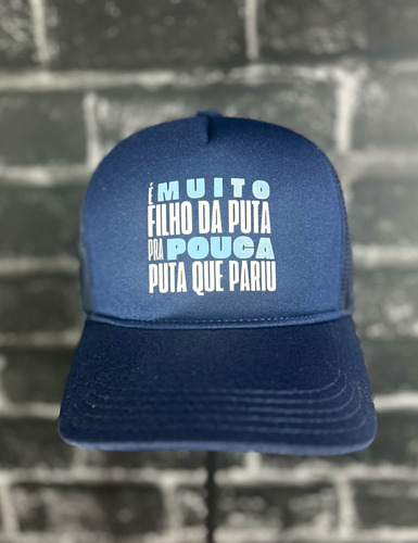Boné Frases Engraçadas F D P Lindo Unissex Boné Moda Atual Azul E Branco Un