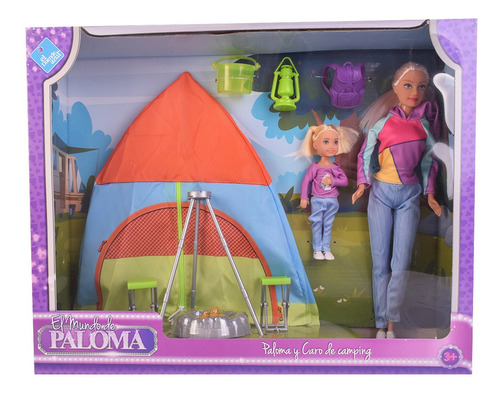 Muñeca Paloma Y Caro De Camping En Carpa Con Accesorios