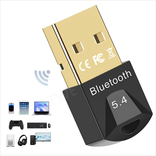 Adaptador Bluetooth Usb Bluetooth 5.4 Mini Adaptador Bluetooth Para Pc Teclado, Ratón,Altavoces Color Negro