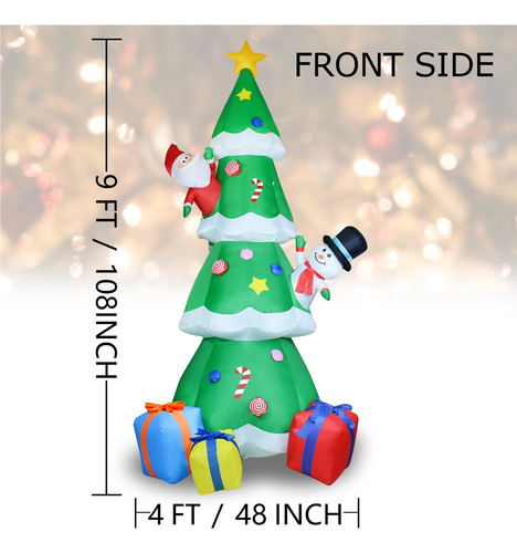 Árbol De Navidad Verde De 9 Pies Con Decoración Inflable