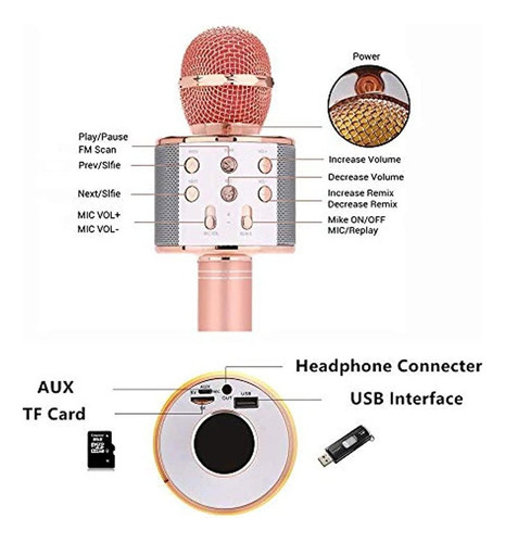 Micrófono Feeke Lauraa Lauraa Color Rose Gold