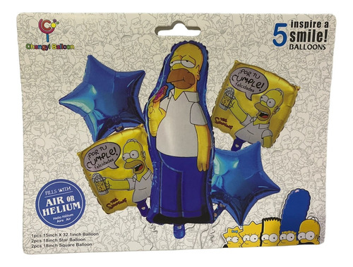 Bouquet 5 Globos Simpson Homero Cerveza Fiesta Duff 