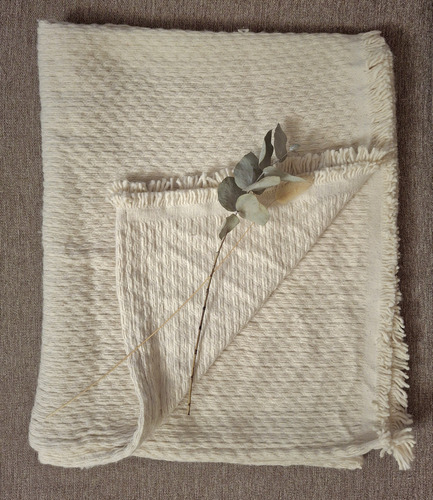 Manta Rústica Pie De Cama Algodón Doble Tejido Natural Tramado