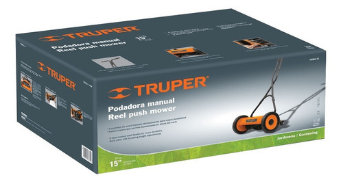 Podadora Manual Pasto Truper De 15 Doble Traccion Color Naranja Claro