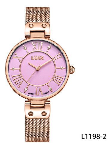 Reloj Mujer L1198-2 Oro Rosa Con Tablero Rosado