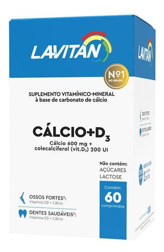 Lavitan Calcio + D3 600mg +200ui 60 Comprimidos