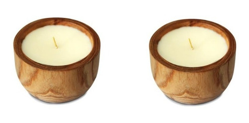 2 Velas Con Cuenco De Madera Torneada Eucalipto Mos Nuevo 