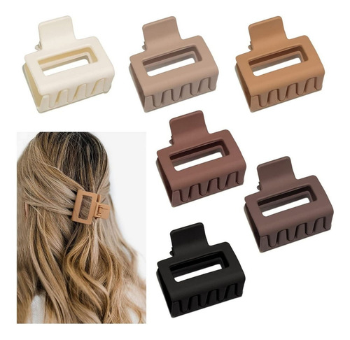 Triko 6 Pinzas Rectangulares De 5cm Para Cabello Color Negro