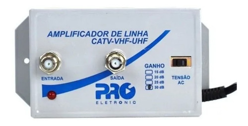 Amplificador Sinal Proeletronic 30db Tv Catv Uhf Vhf (5 Pç)