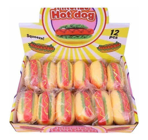 Escuichis Antiestres Hot Dog Squishys Squeezes Pack12