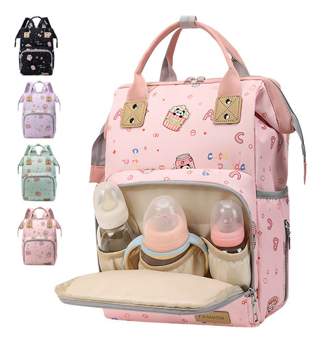 Nuhexry Mochila Pañaleras Para Bebe Bolsa Impermeable Multiusos Rosa