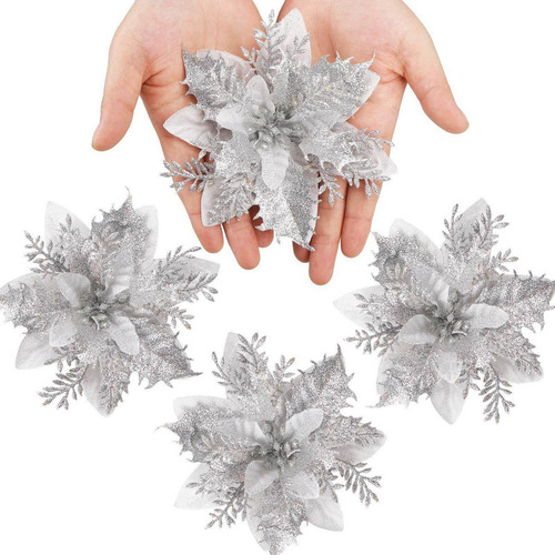 M Flores De Navidad Artificiales Con Purpurina, 30 Uds. Y