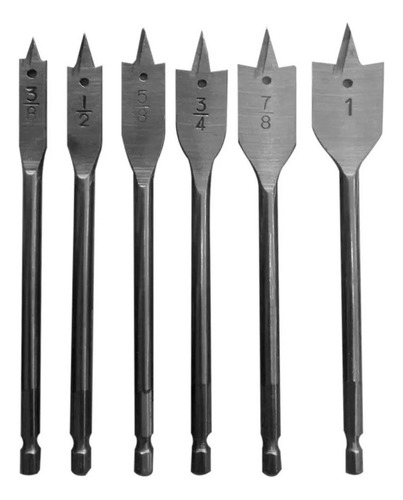 Juego De Brocas Paleta Mecha Plana Para Madera Set De 6pcs