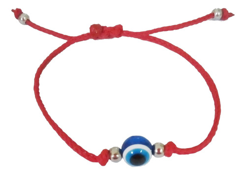 Pulsera Ojo Turco Regulable Hilo Rojo Acero Quirúrgico