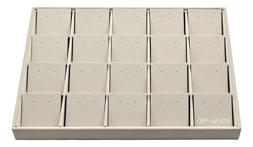 Bandeja Joias Casa dos Estojos Gelo Off-White 20 Espaços MDF Veludo