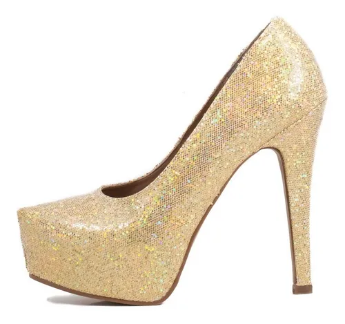 Sapato Noiva Debutante Dourado Salto 12