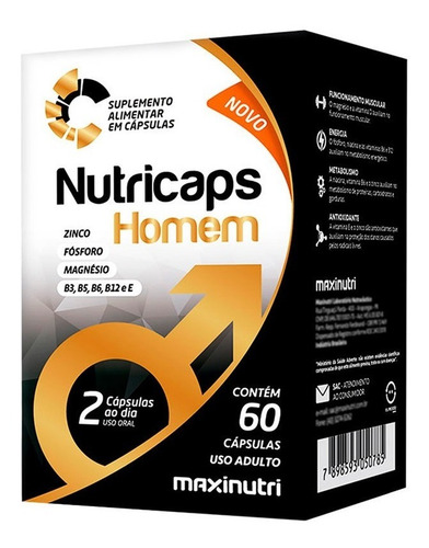Imagem 2 de 4 de Nutricaps Homem Aumento Testosterona Maxinutri 3x60 Cápsulas